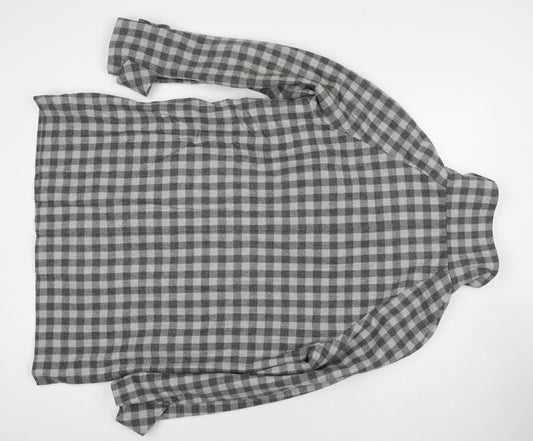 Marks and Spencer Womens Grey Check Overcoat Coat Size 14 Zip