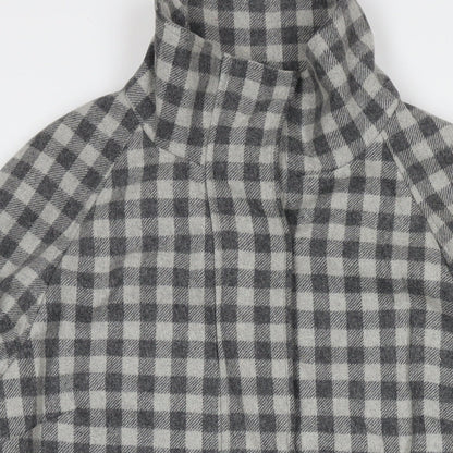 Marks and Spencer Womens Grey Check Overcoat Coat Size 14 Zip