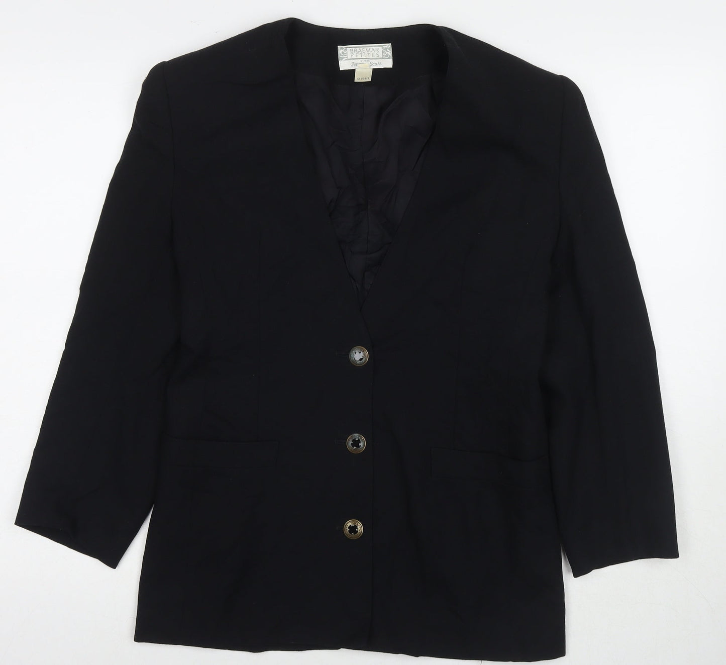 Braemar Womens Black Jacket Blazer Size 8 Button