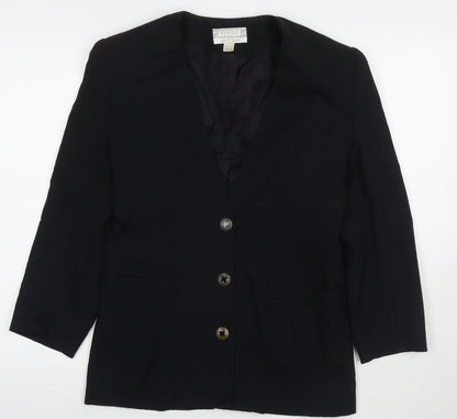 Braemar Womens Black Jacket Blazer Size 8 Button