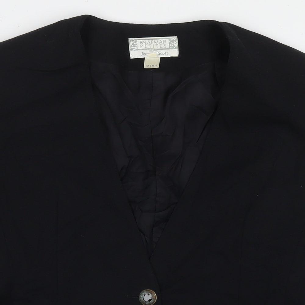 Braemar Womens Black Jacket Blazer Size 8 Button