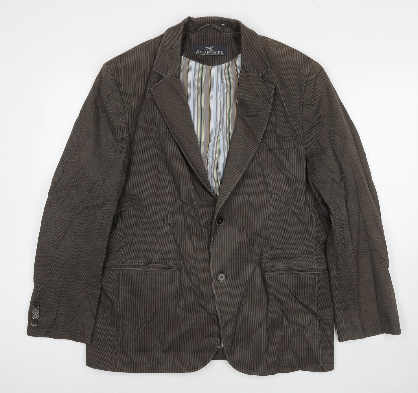 Jim Spencer Mens Brown Cotton Jacket Blazer Size 42 Regular - Label size 25