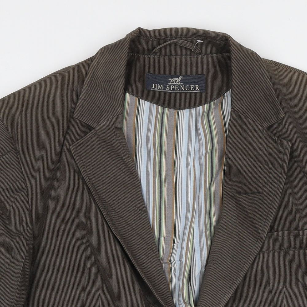 Jim Spencer Mens Brown Cotton Jacket Blazer Size 42 Regular - Label size 25