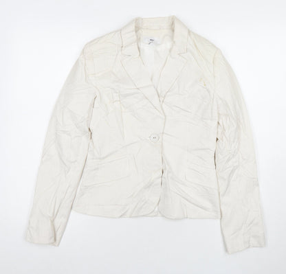 H&M Womens White Striped Jacket Size 6 Button