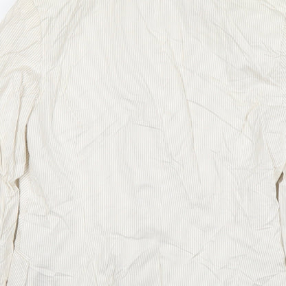 H&M Womens White Striped Jacket Size 6 Button