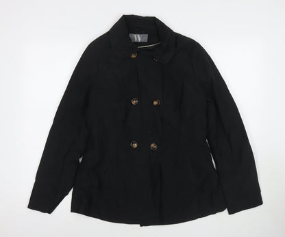 Womens UK Size 12 BHS Black Trench Coat