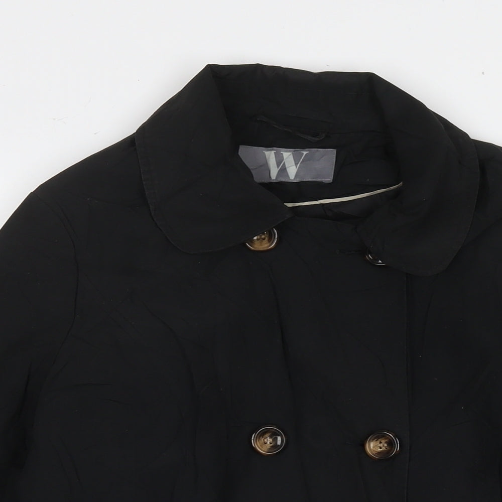 Womens UK Size 12 BHS Black Trench Coat