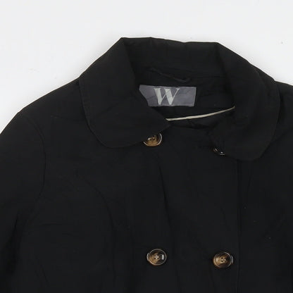 Womens UK Size 12 BHS Black Trench Coat