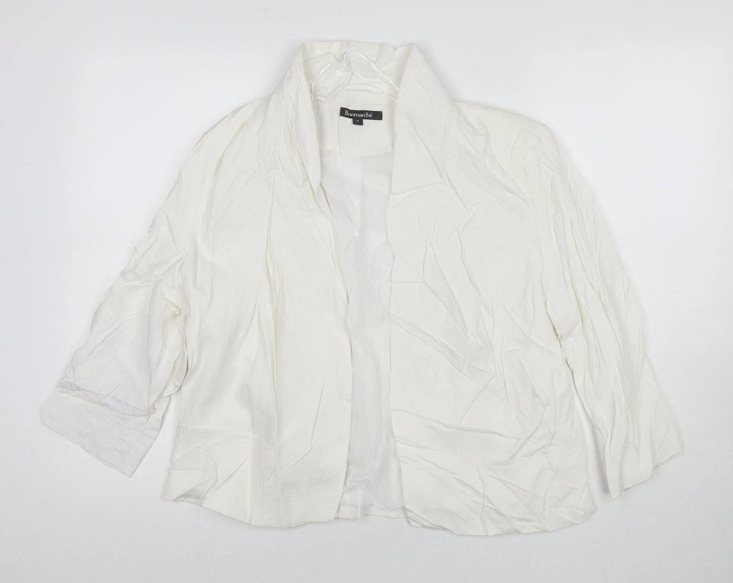 Womens UK Size 14 Bonmarché White Kimono Coat