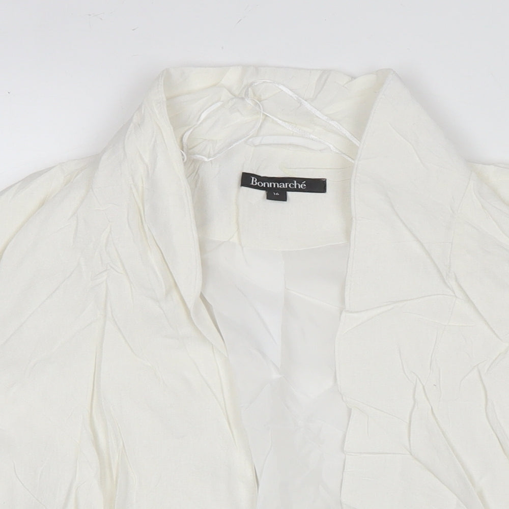Womens UK Size 14 Bonmarché White Kimono Coat