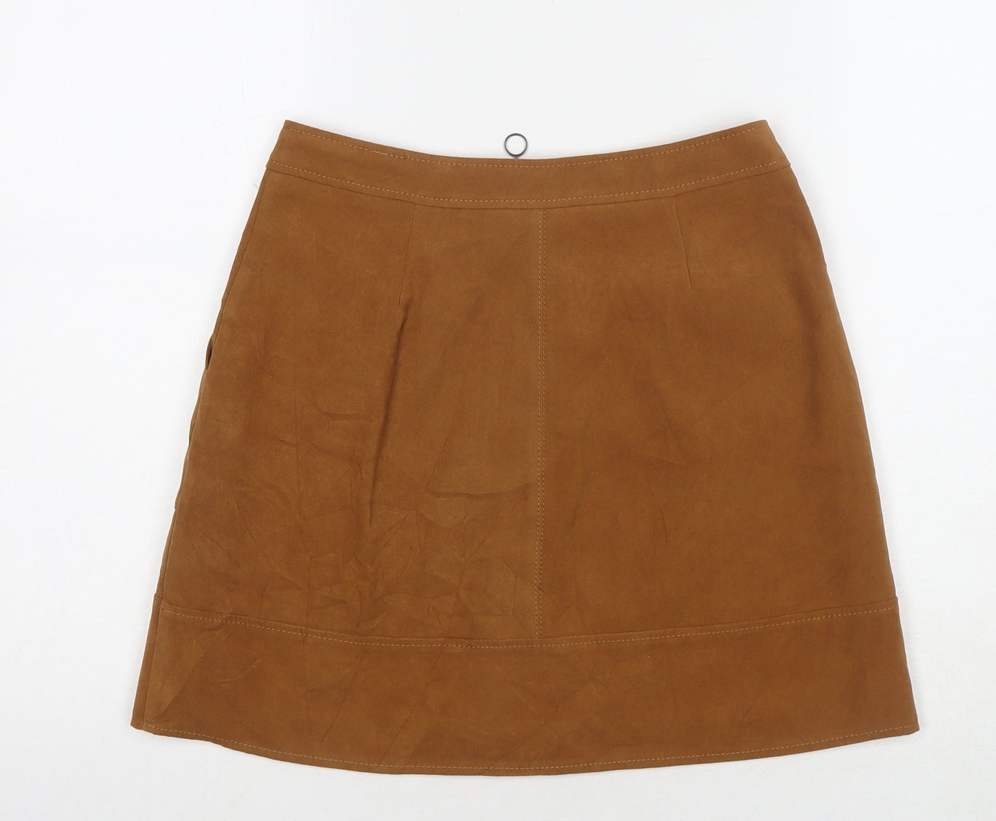New Look Womens Brown Polyester A-Line Skirt Size 8 Zip