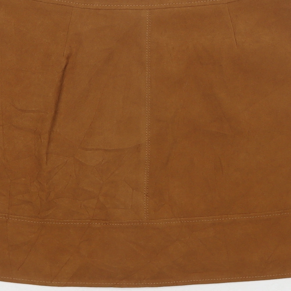 New Look Womens Brown Polyester A-Line Skirt Size 8 Zip