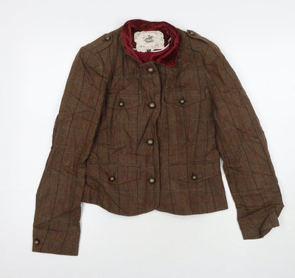Tottle Womens Brown Check Jacket Coat Size 10 Button