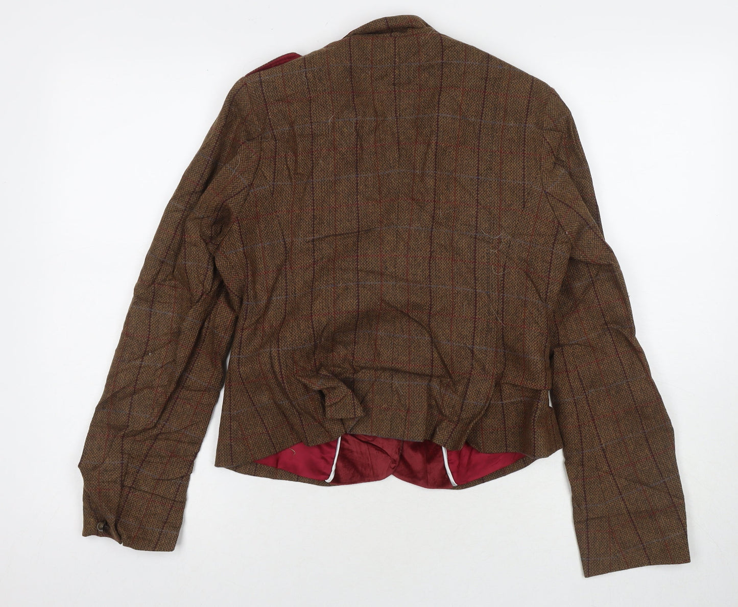 Tottle Womens Brown Check Jacket Coat Size 10 Button