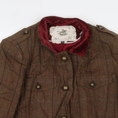 Tottle Womens Brown Check Jacket Coat Size 10 Button