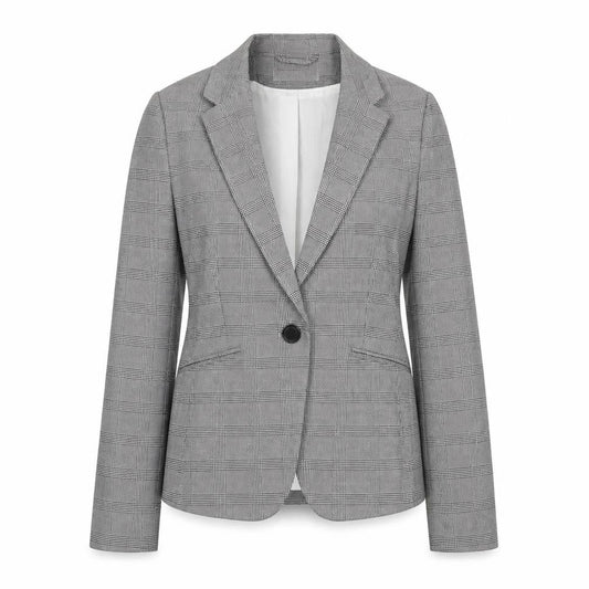 H&M Womens Grey Check Jacket Blazer Size 4 Button