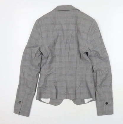 H&M Womens Grey Check Jacket Blazer Size 4 Button