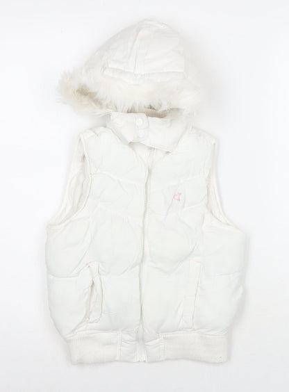 Girl2Girl Girls White Gilet Waistcoat Size 5-6 Years Zip