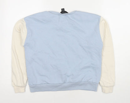 New Look Girls Blue Colourblock Cotton Pullover Sweatshirt Size 12-13 Years Pullover - Stockholm