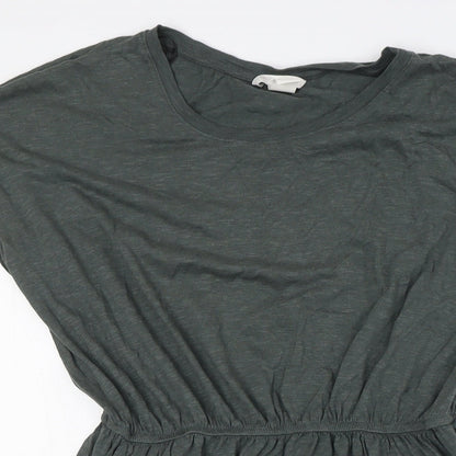 H&M Womens Green Cotton A-Line Size M Round Neck - Elasticated Waist