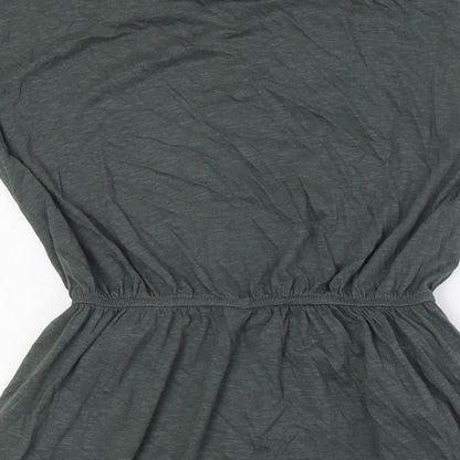 H&M Womens Green Cotton A-Line Size M Round Neck - Elasticated Waist
