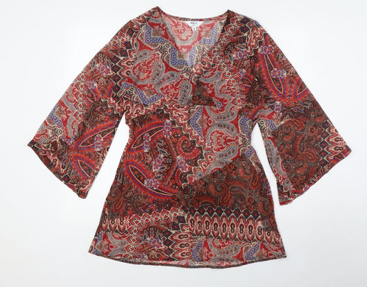 Womens UK Size 8 M&Co Multicoloured Tunic Blouse