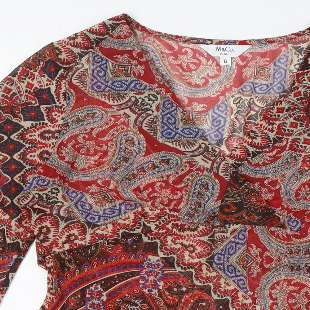 Womens UK Size 8 M&Co Multicoloured Tunic Blouse