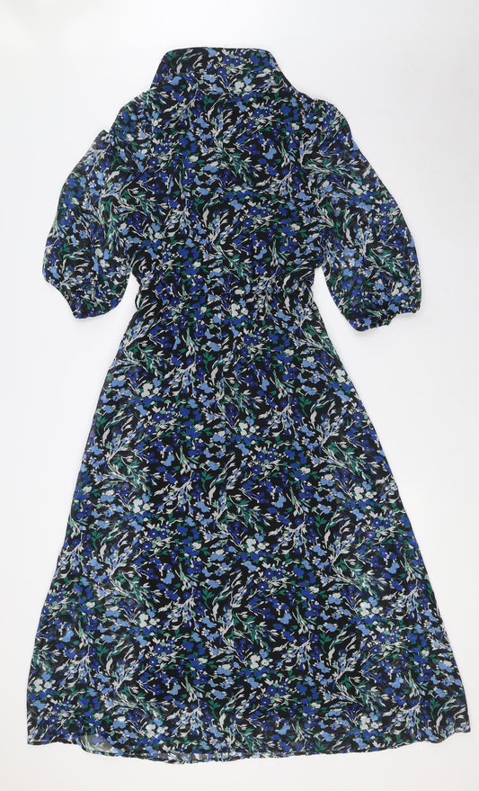 NEXT Womens Multicoloured Floral Polyester A-Line Size 6 V-Neck