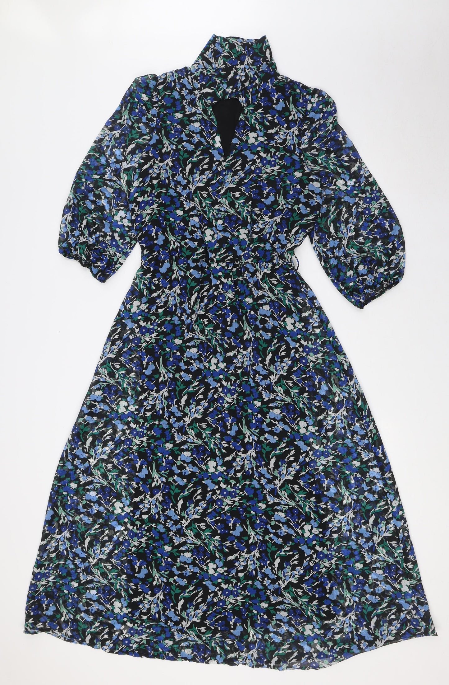 NEXT Womens Multicoloured Floral Polyester A-Line Size 6 V-Neck