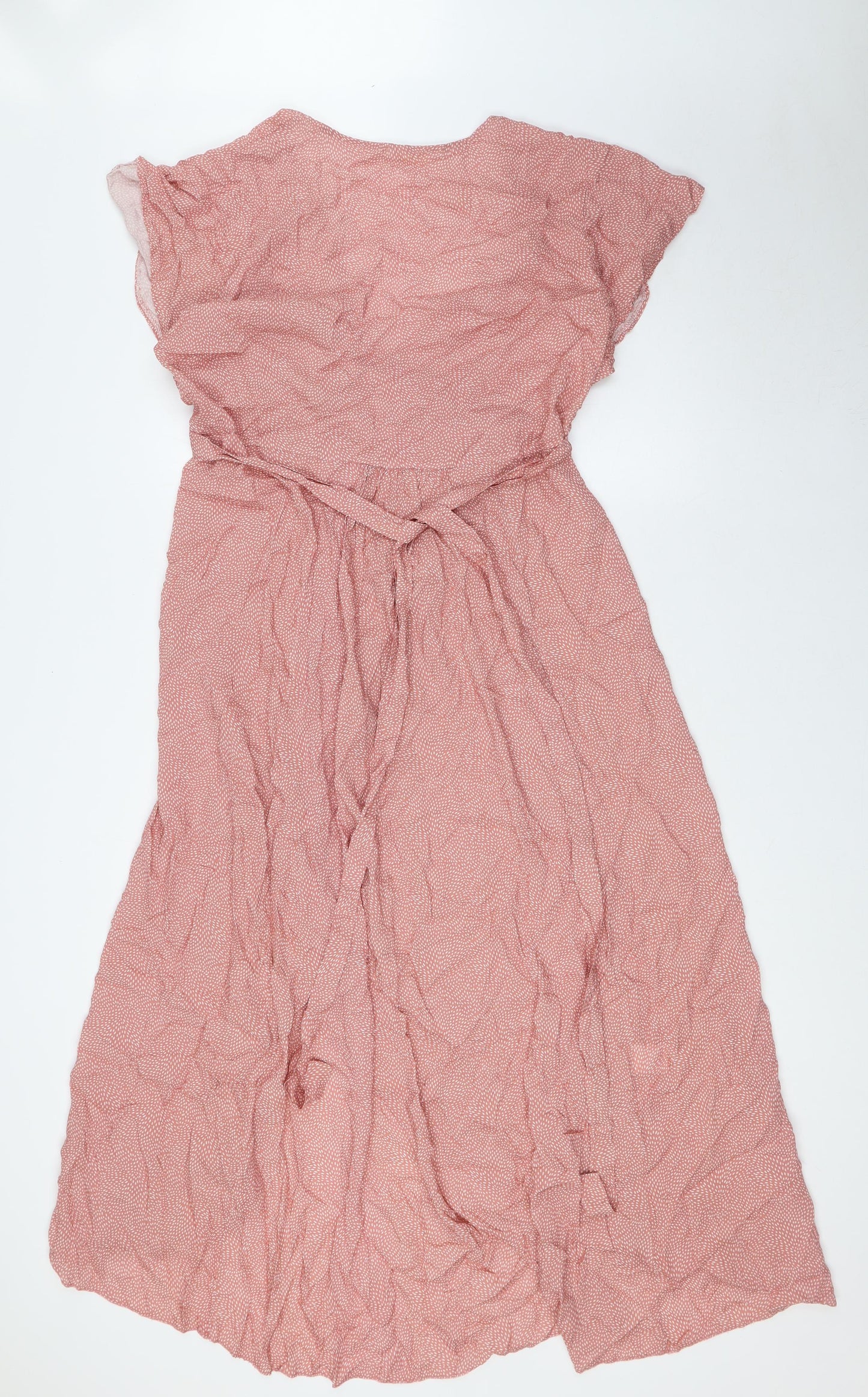 Sarta Womens Pink Viscose Wrap Dress Size M V-Neck Tie