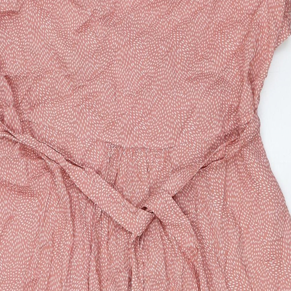 Sarta Womens Pink Viscose Wrap Dress Size M V-Neck Tie