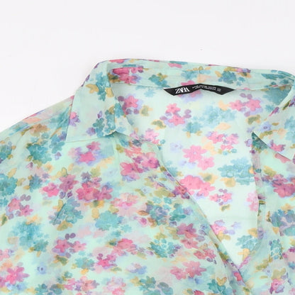 Womens UK Size XL Zara Multicoloured Basic Blouse