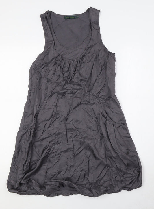 Mint Velvet Womens Grey Silk A-Line Size 8 Scoop Neck - Racer Back