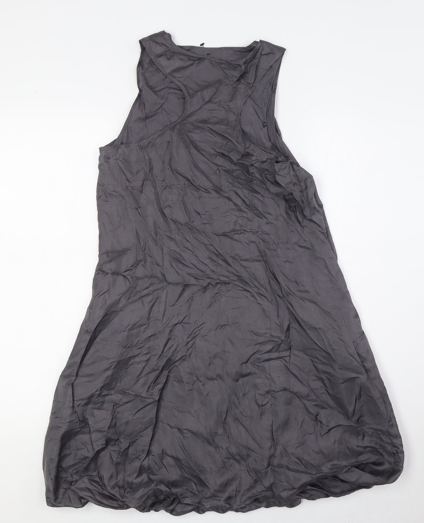 Mint Velvet Womens Grey Silk A-Line Size 8 Scoop Neck - Racer Back