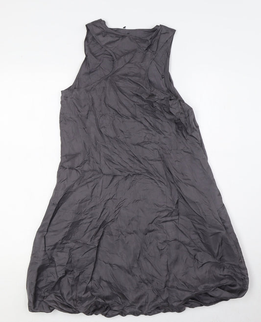 Mint Velvet Womens Grey Silk A-Line Size 8 Scoop Neck - Racer Back