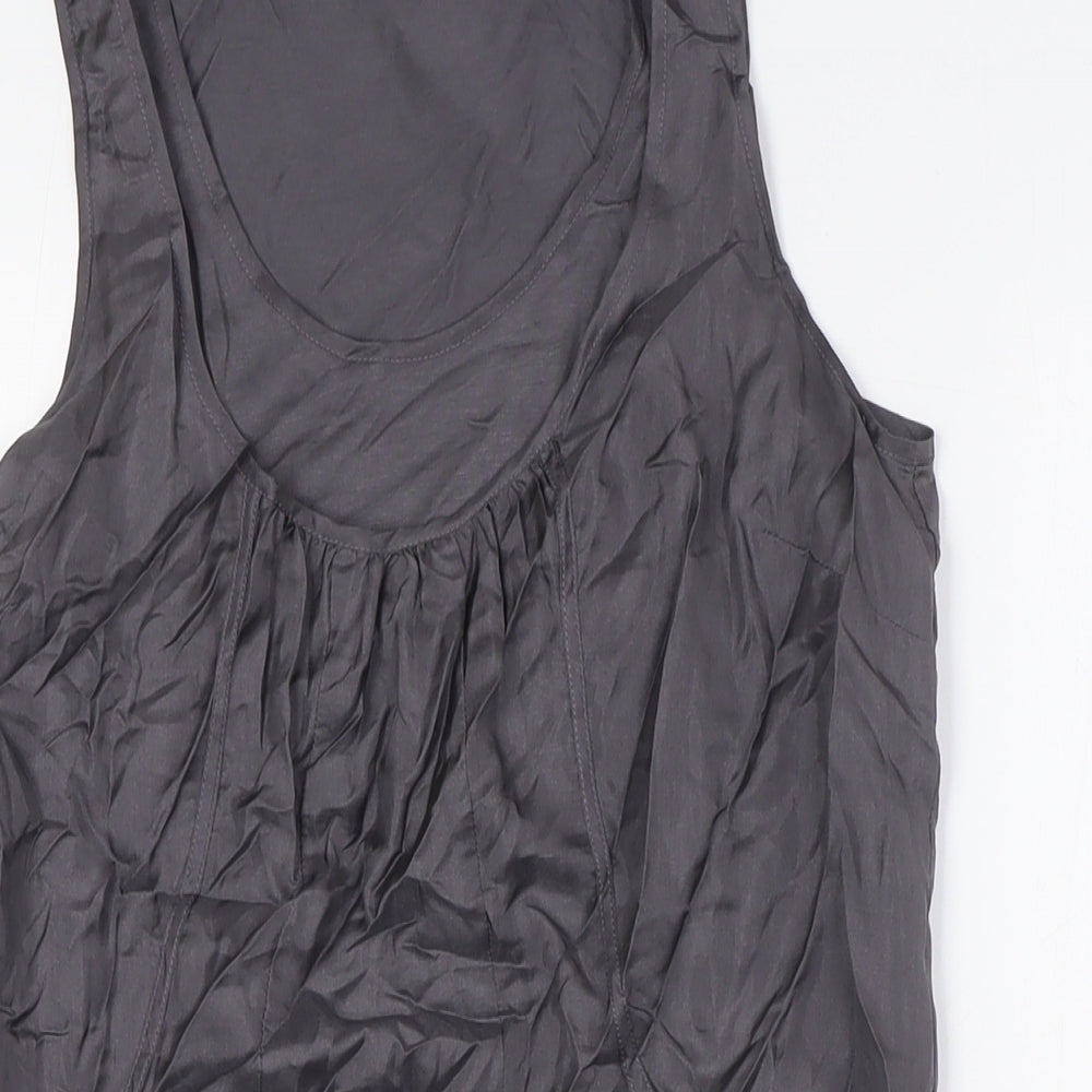 Mint Velvet Womens Grey Silk A-Line Size 8 Scoop Neck - Racer Back