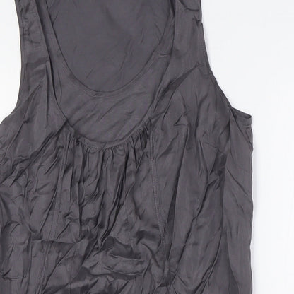 Mint Velvet Womens Grey Silk A-Line Size 8 Scoop Neck - Racer Back