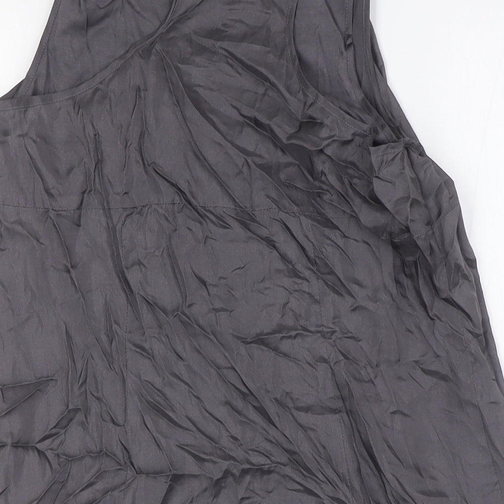 Mint Velvet Womens Grey Silk A-Line Size 8 Scoop Neck - Racer Back