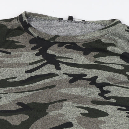 New Look Womens Multicoloured Camouflage Polyester Pullover Sweatshirt Size 16
