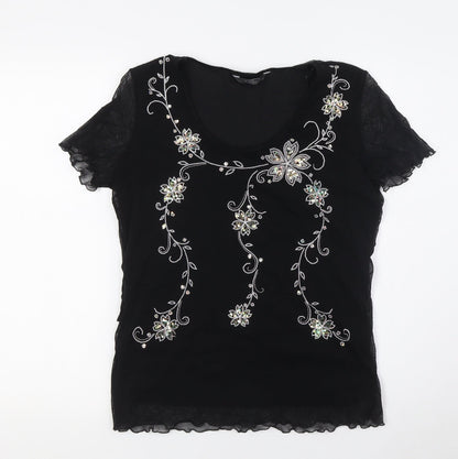 Womens UK Size 12 BM Black Basic T-Shirt