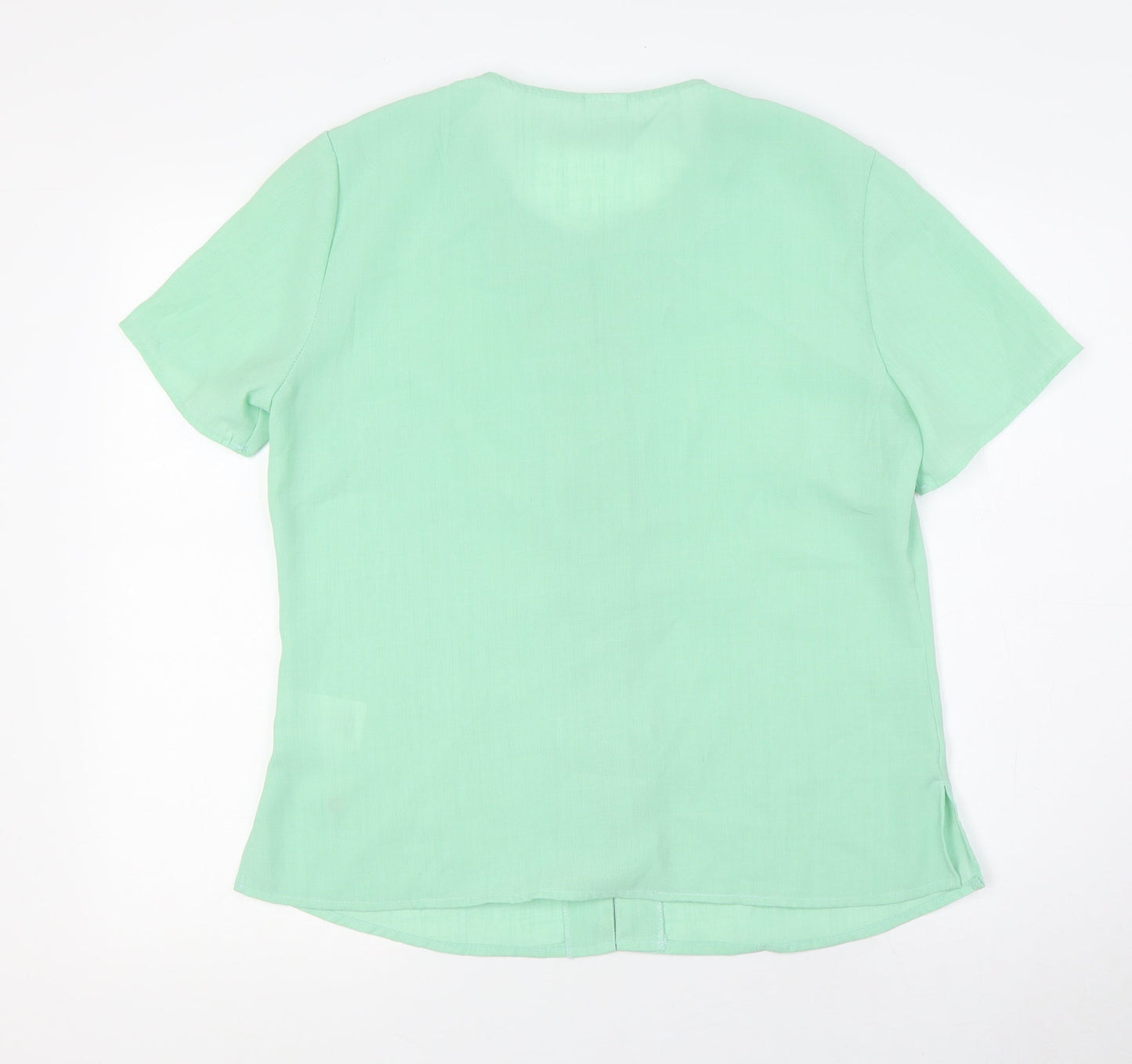 Damart Womens Green Polyester Basic Blouse Size 12 Round Neck