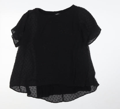Womens UK Size 10 Roman Black Basic T-Shirt