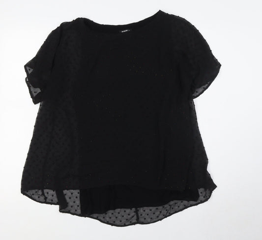 Womens UK Size 10 Roman Black Basic T-Shirt