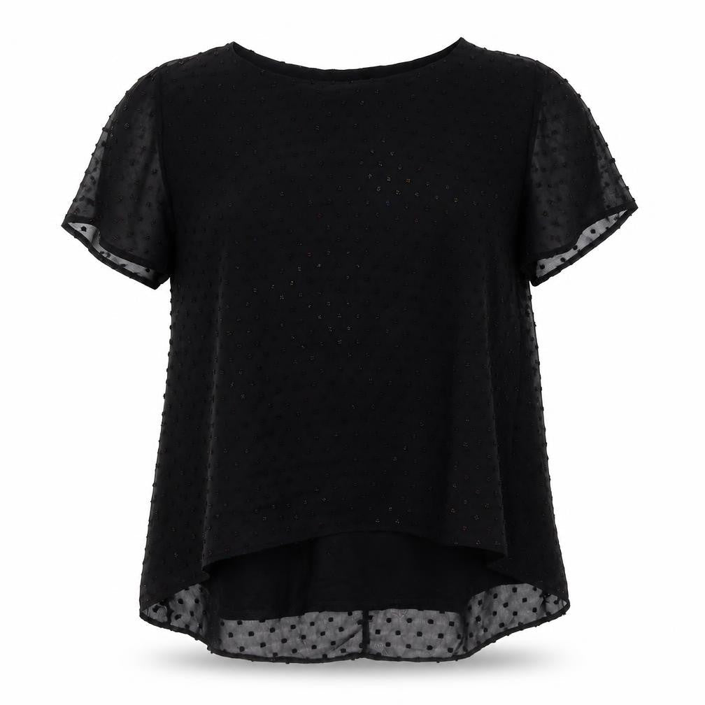 Womens UK Size 10 Roman Black Basic T-Shirt