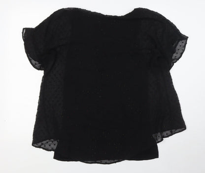Womens UK Size 10 Roman Black Basic T-Shirt
