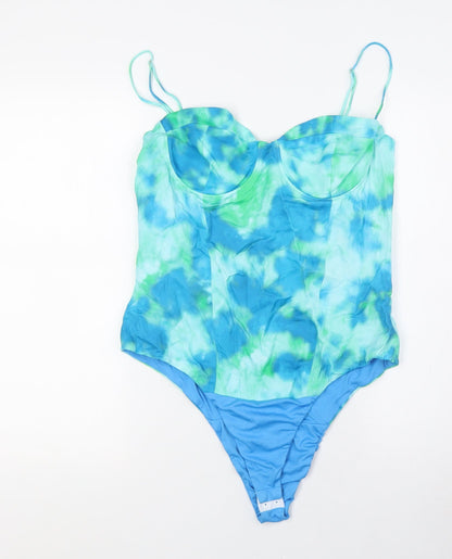 Zara Womens Multicoloured Polyester Bodysuit One-Piece Size XL Zip