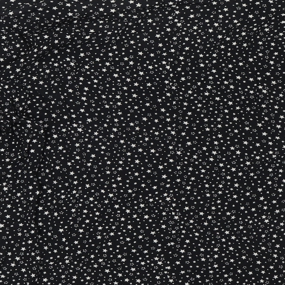 Warehouse Womens Black Viscose Basic Blouse Size 10 Scoop Neck - Stars