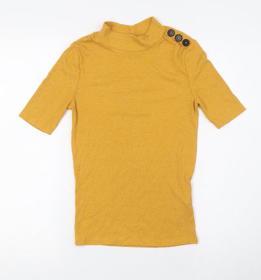 Womens UK Size 8 New Look Yellow Basic T-Shirt