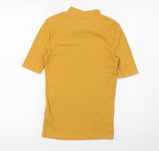 Womens UK Size 8 New Look Yellow Basic T-Shirt