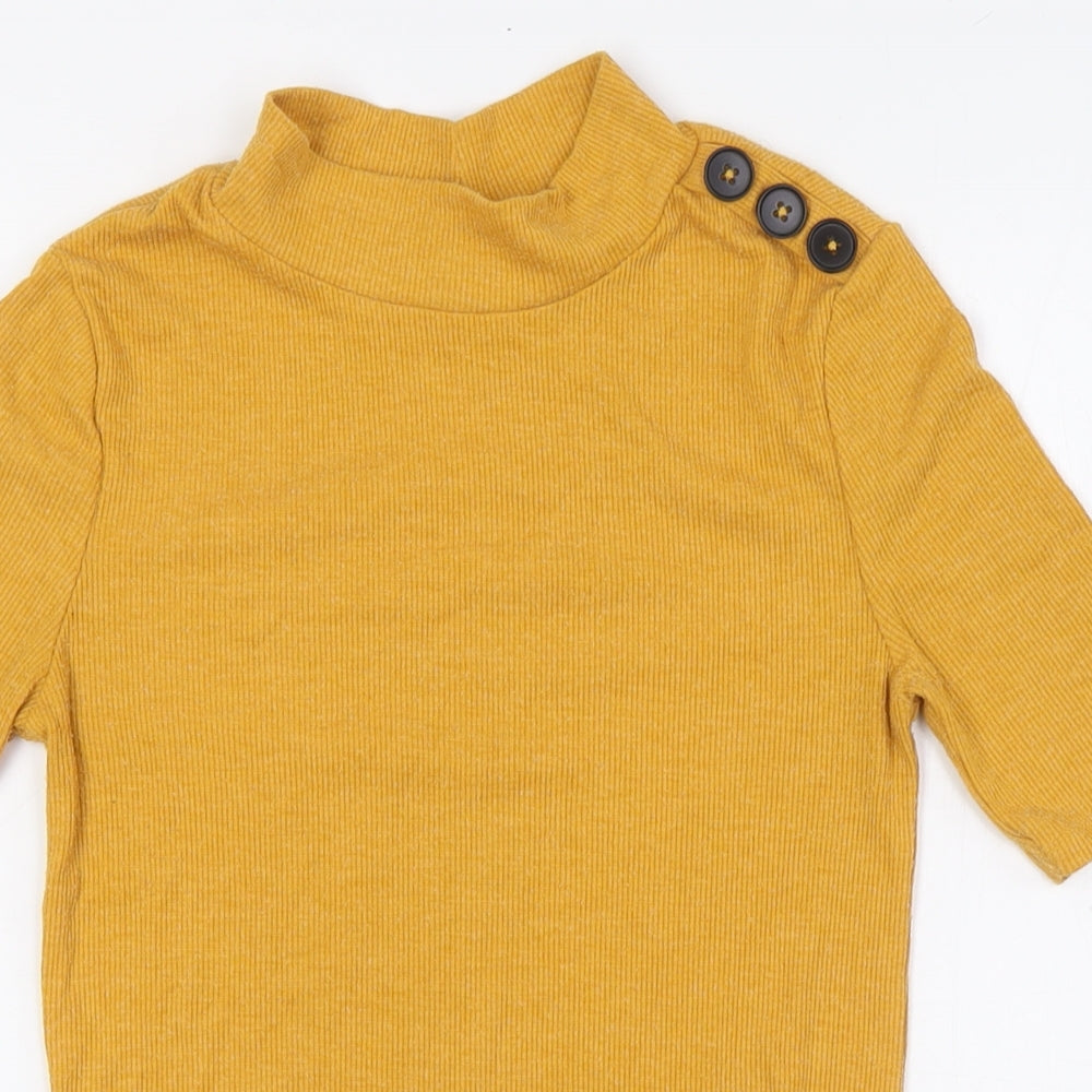 Womens UK Size 8 New Look Yellow Basic T-Shirt